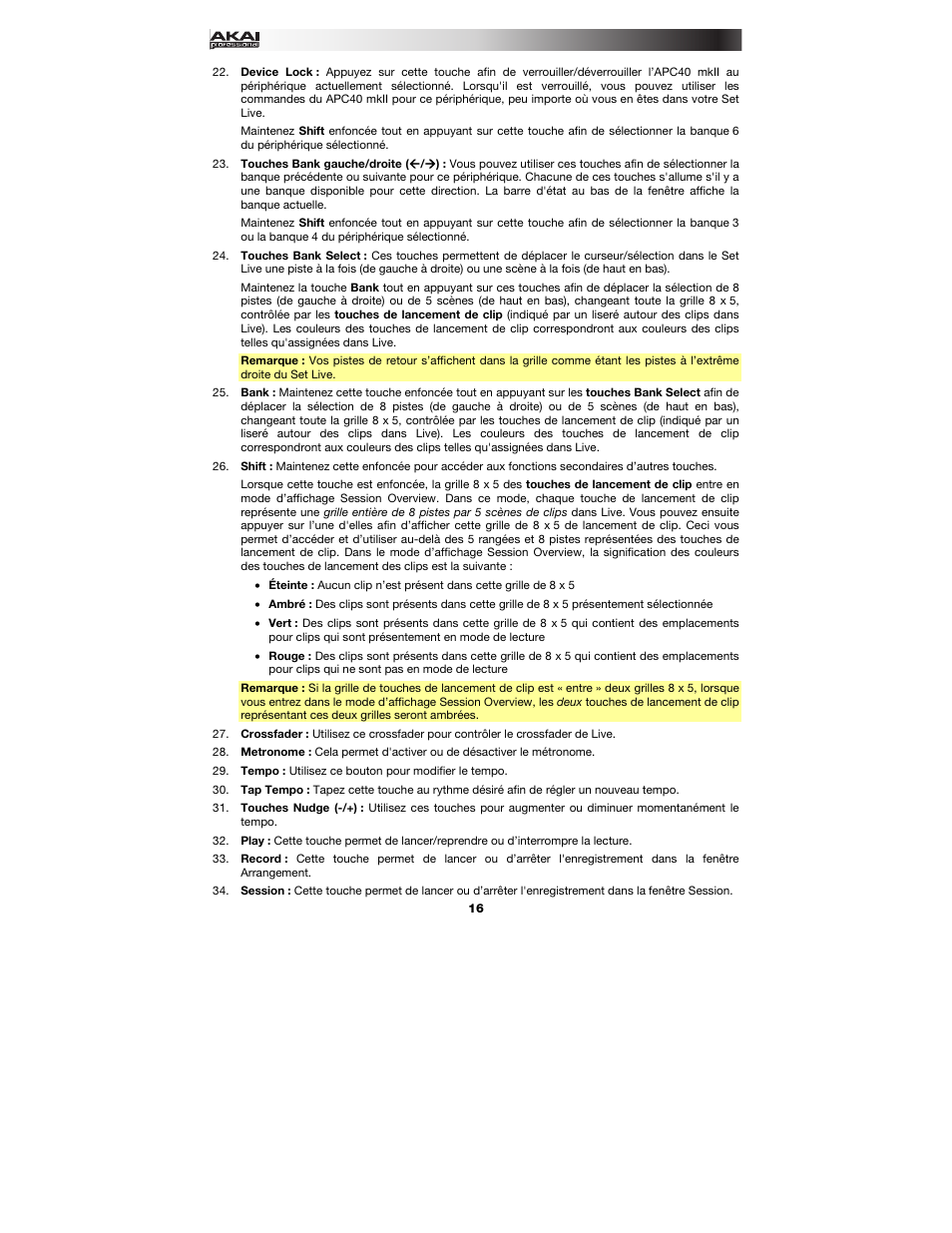 Akai APC40 User Manual | Page 16 / 28