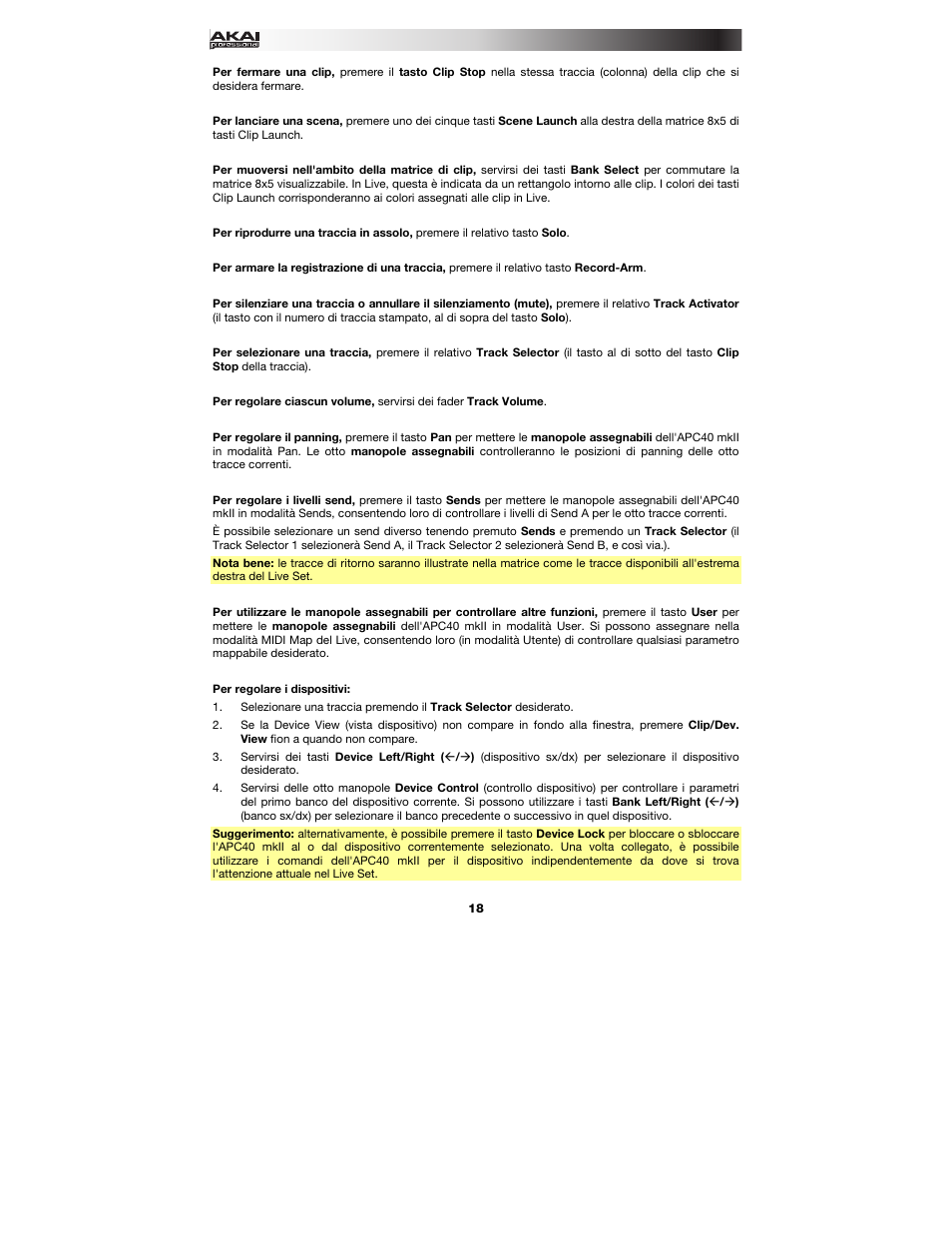 Akai APC40 User Manual | Page 18 / 28