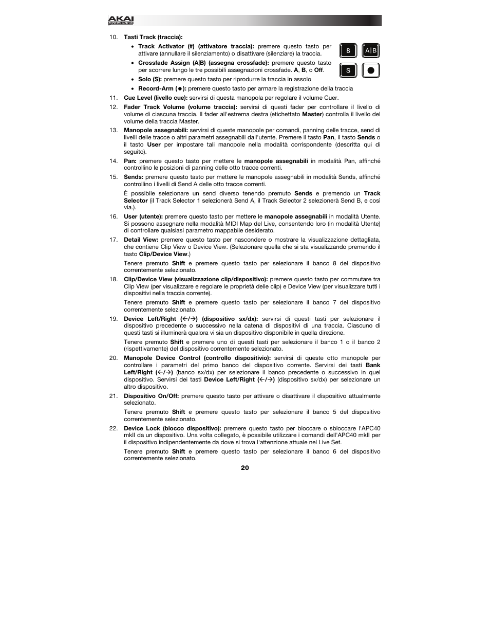 Akai APC40 User Manual | Page 20 / 28
