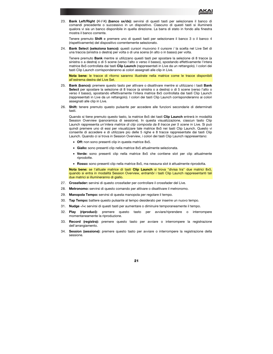 Akai APC40 User Manual | Page 21 / 28