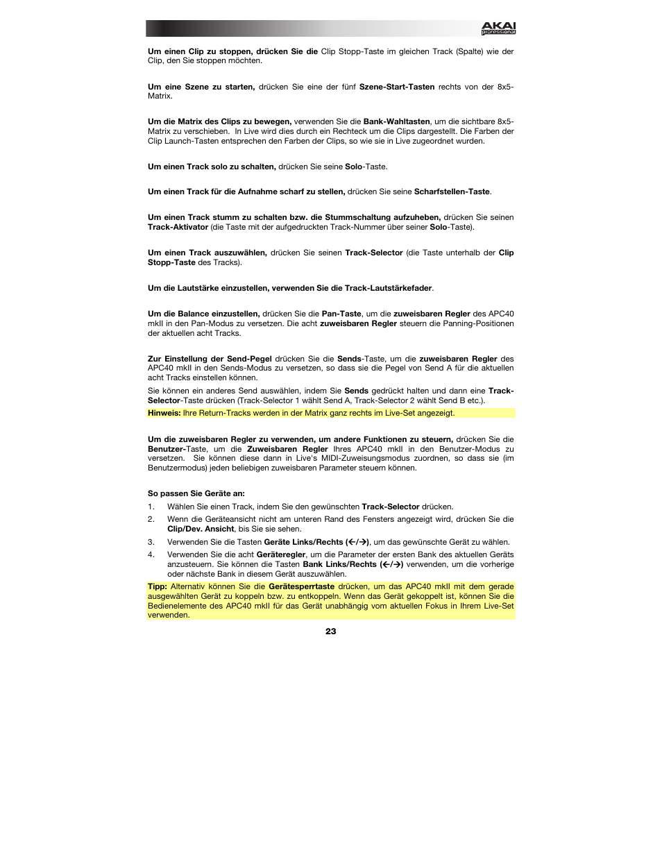 Akai APC40 User Manual | Page 23 / 28