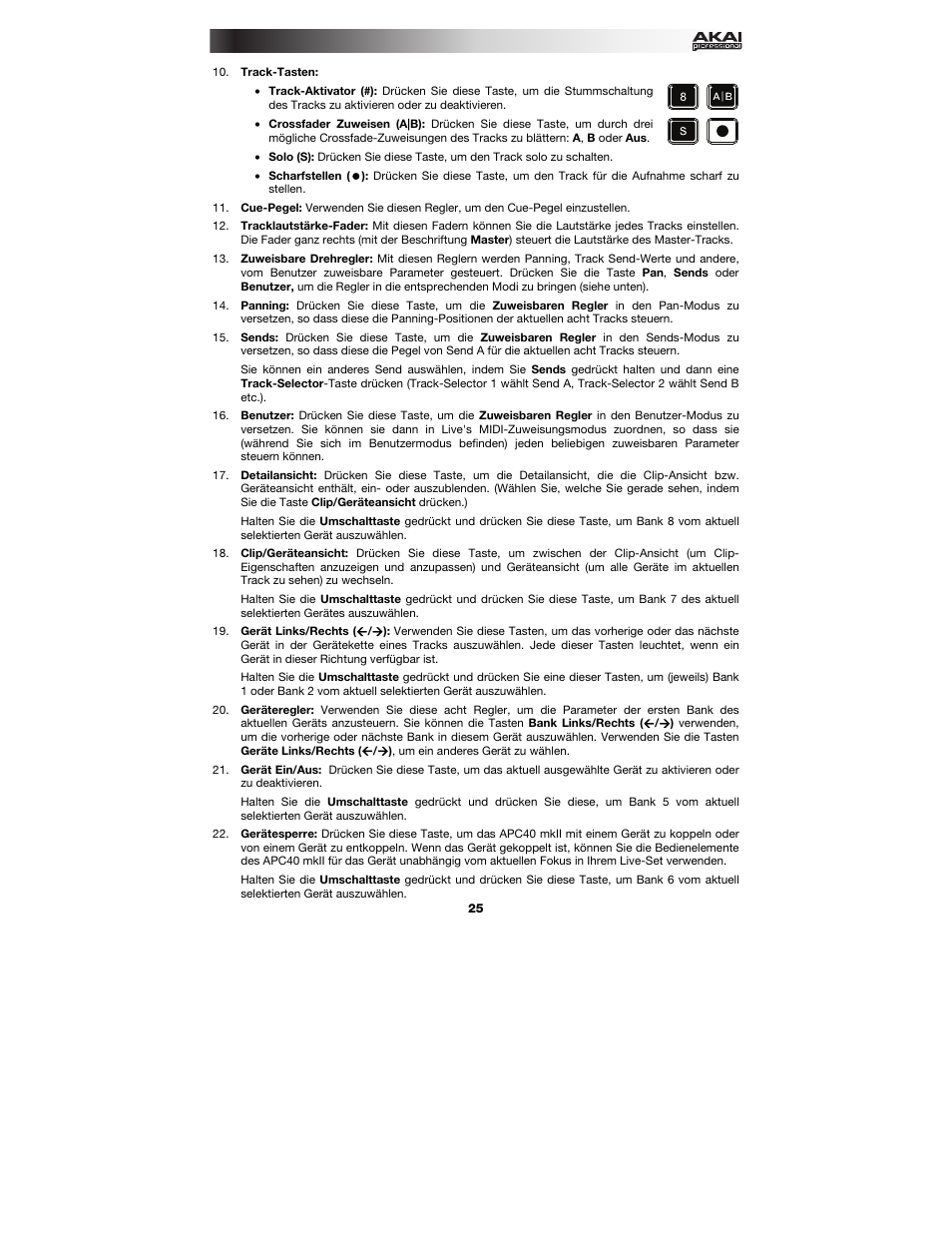 Akai APC40 User Manual | Page 25 / 28