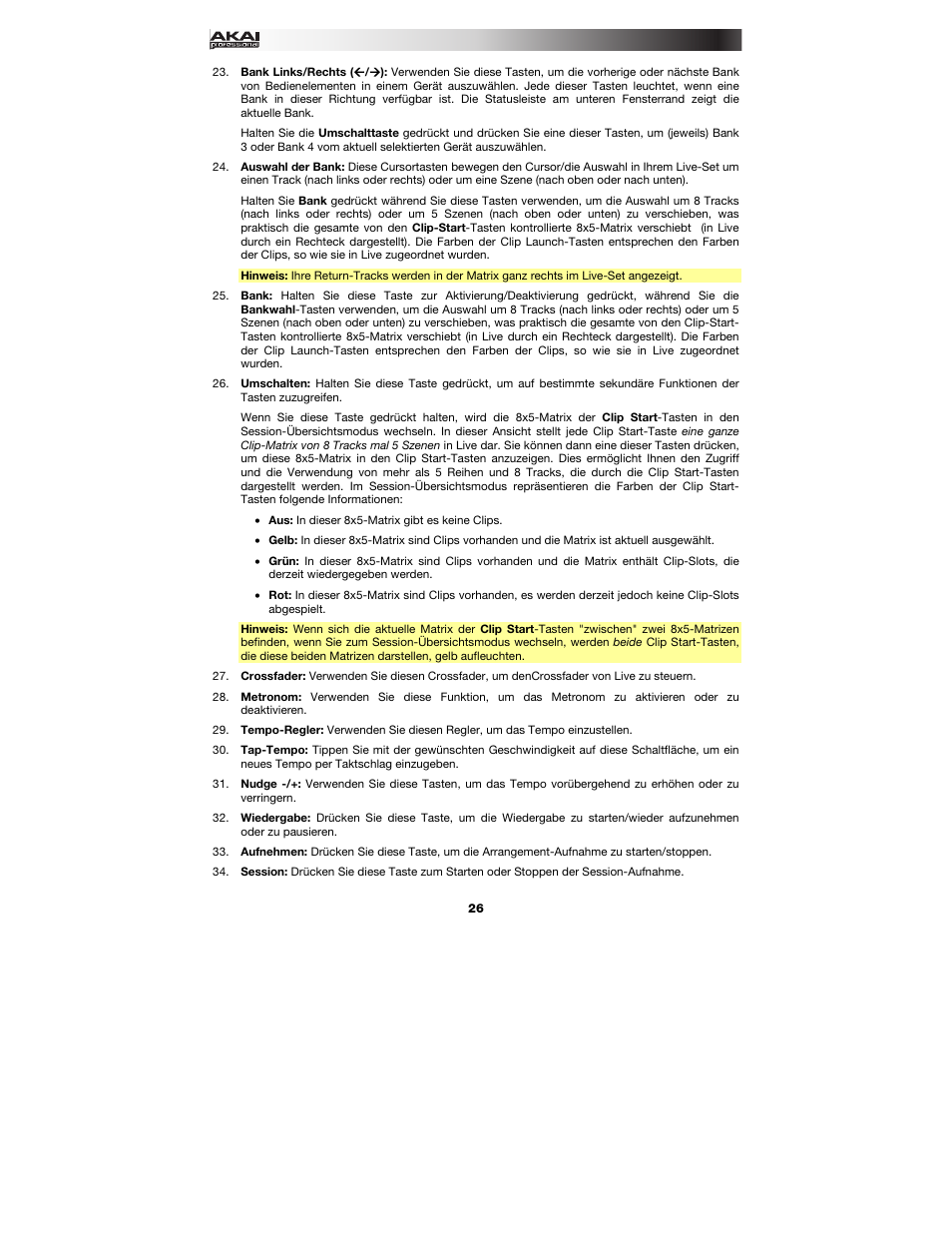 Akai APC40 User Manual | Page 26 / 28