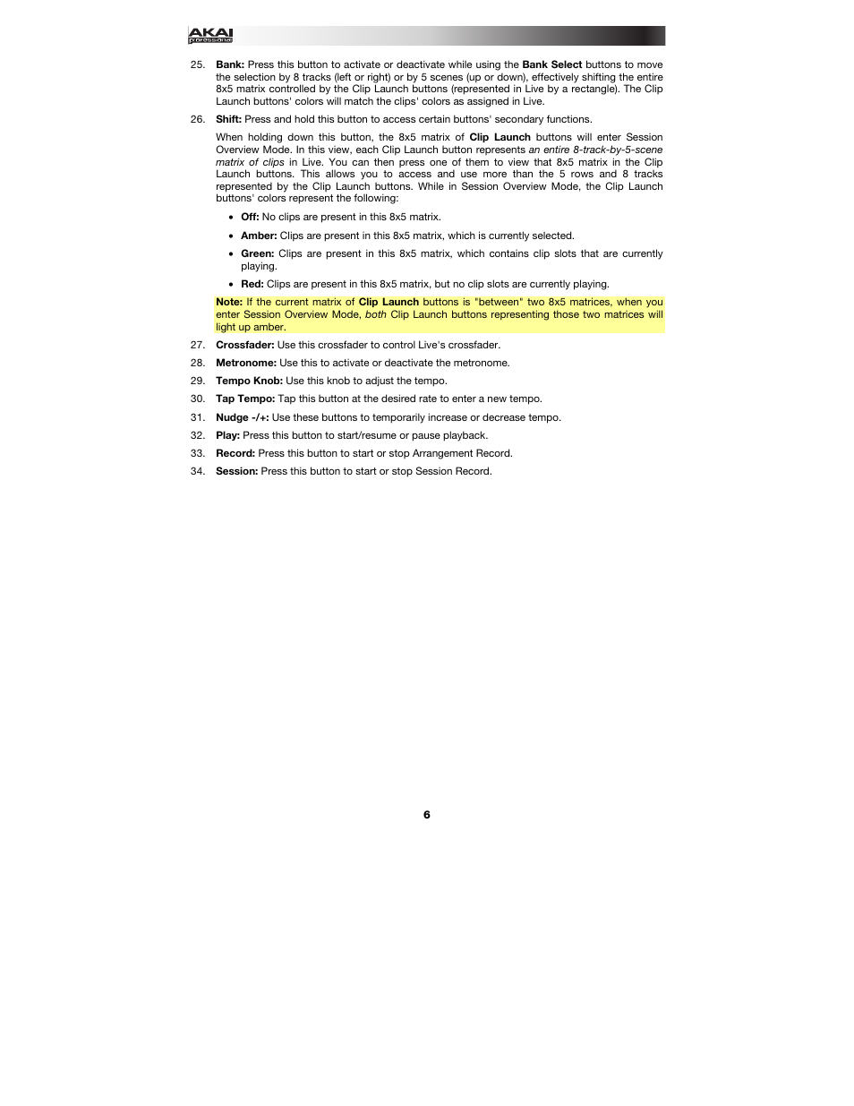 Akai APC40 User Manual | Page 6 / 28