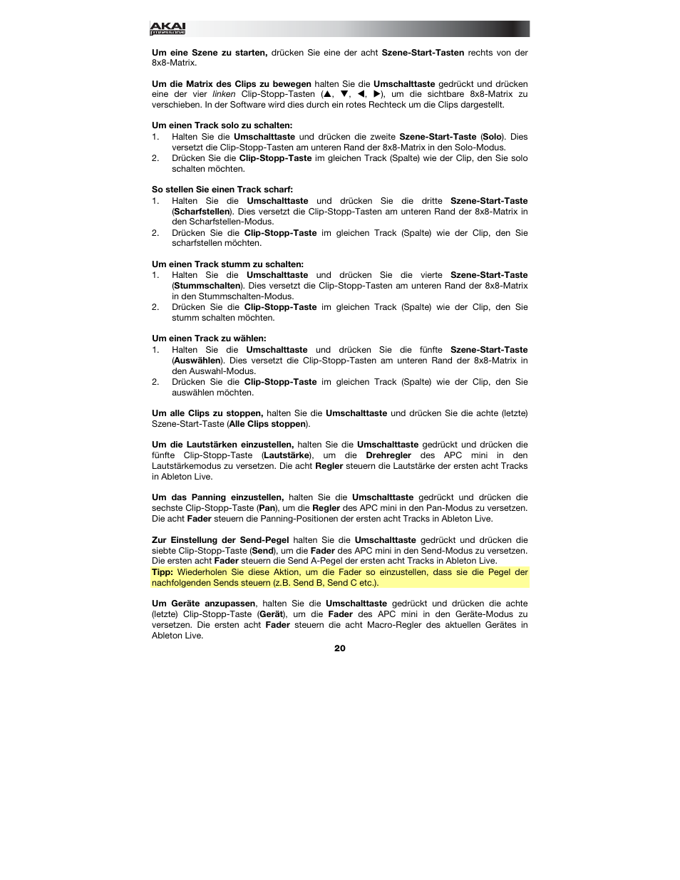 Akai APC mini User Manual | Page 20 / 24