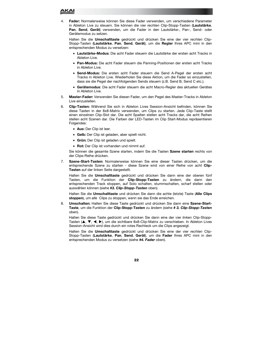Akai APC mini User Manual | Page 22 / 24