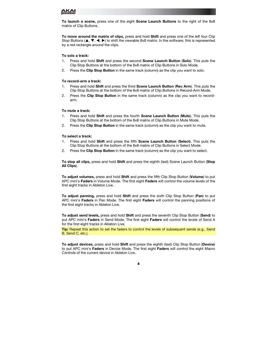 Akai APC mini User Manual | Page 4 / 24