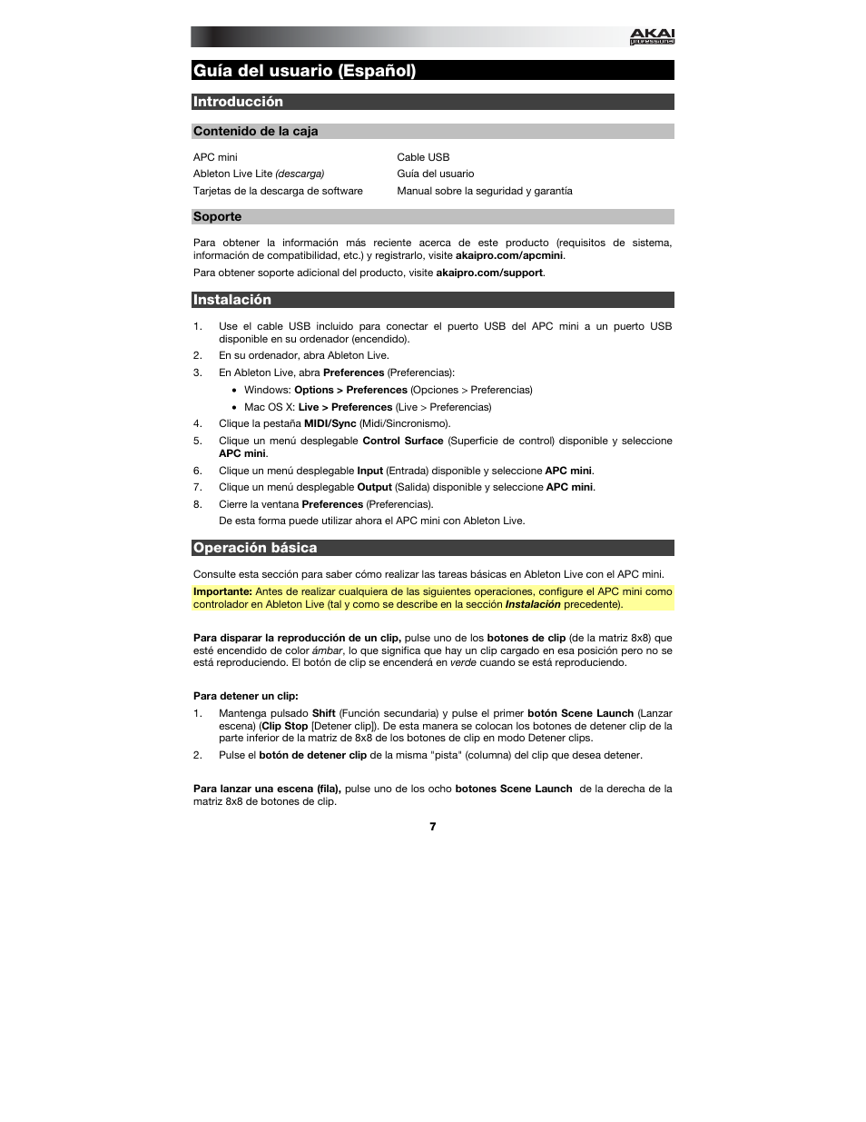 Akai APC mini User Manual | Page 7 / 24
