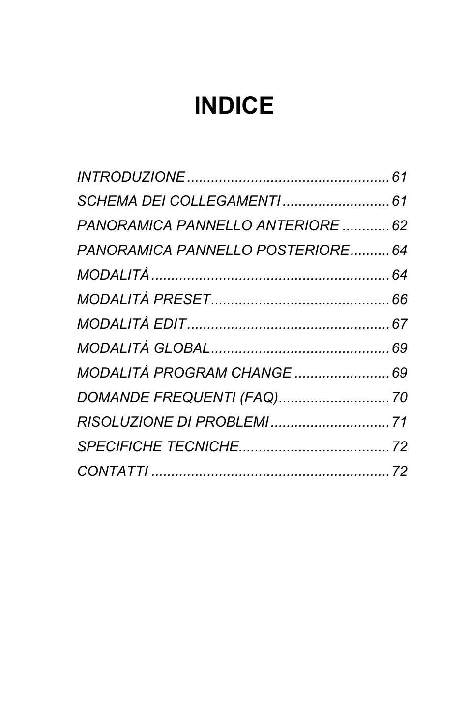 Indice | Akai mpd32 User Manual | Page 59 / 76