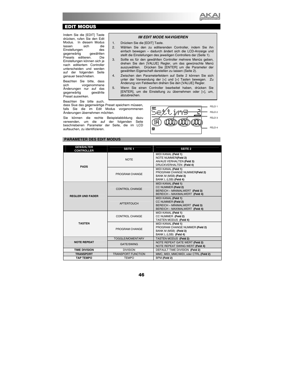Edit modus | Akai mpd26 User Manual | Page 47 / 52