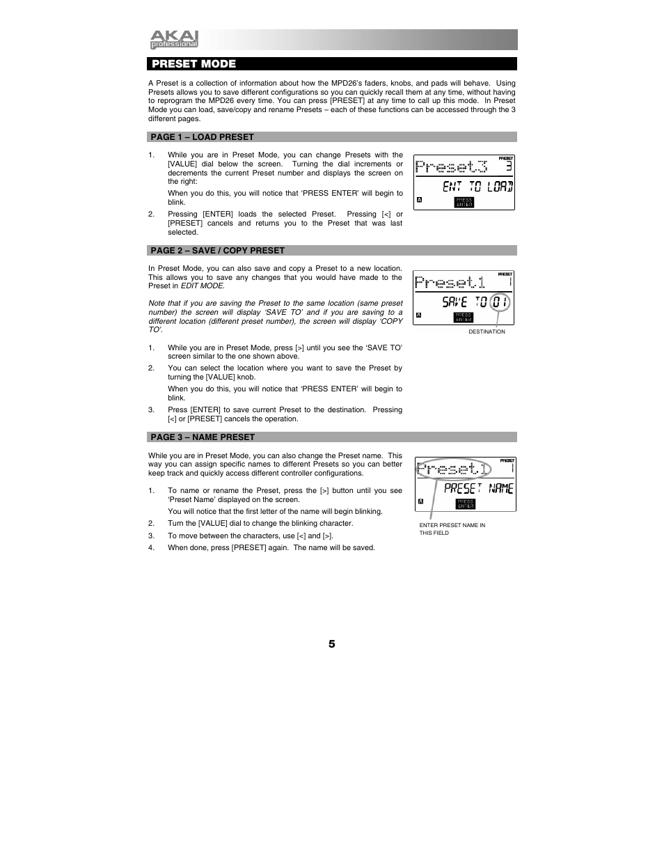 Preset mode | Akai mpd26 User Manual | Page 6 / 52