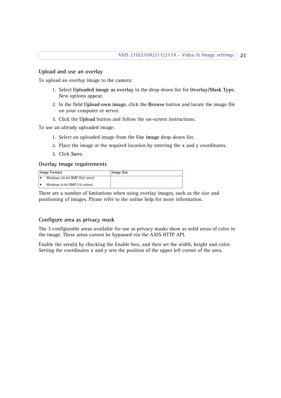 Axis Communications 210 User Manual | Page 21 / 66