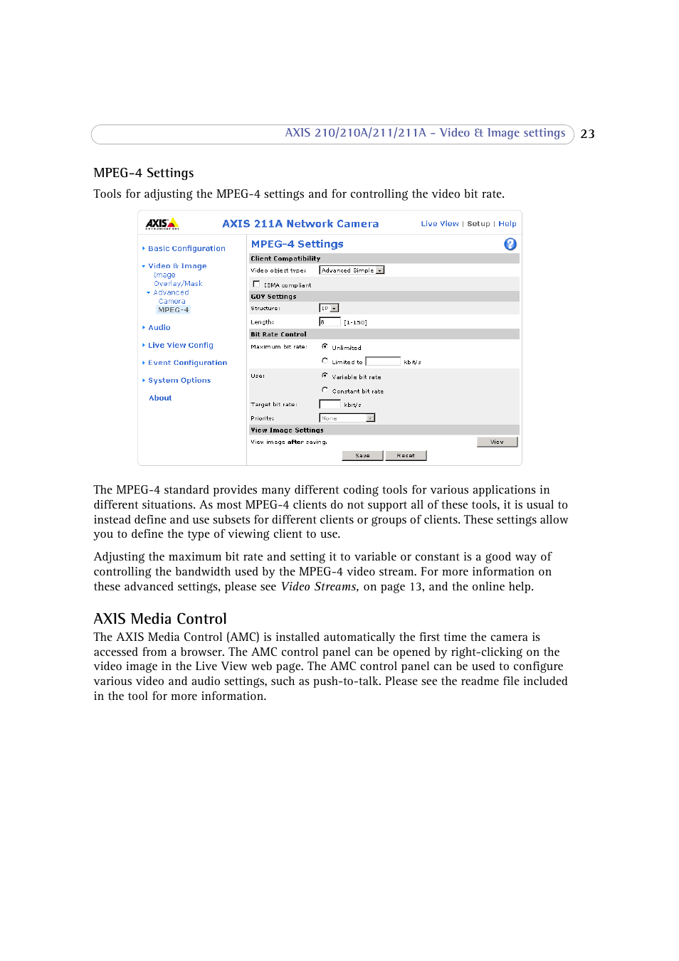 Axis media control | Axis Communications 210 User Manual | Page 23 / 66