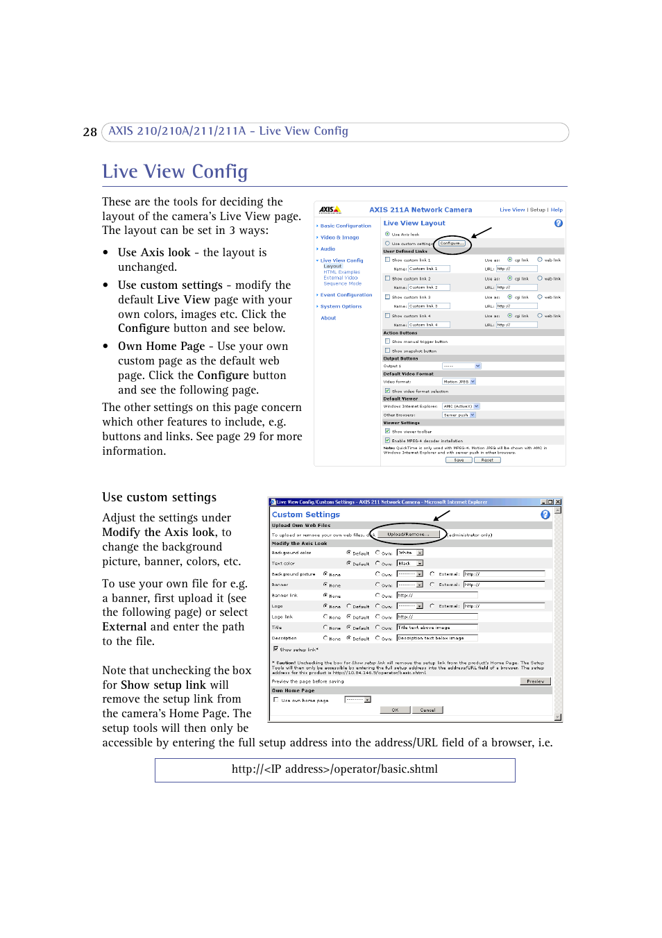 Live view config | Axis Communications 210 User Manual | Page 28 / 66