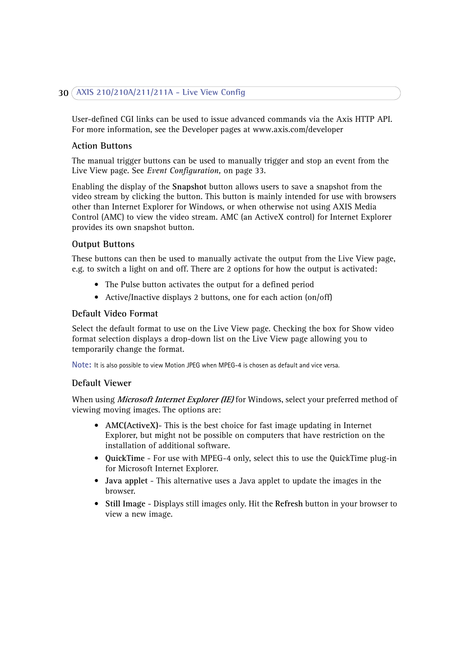 Axis Communications 210 User Manual | Page 30 / 66
