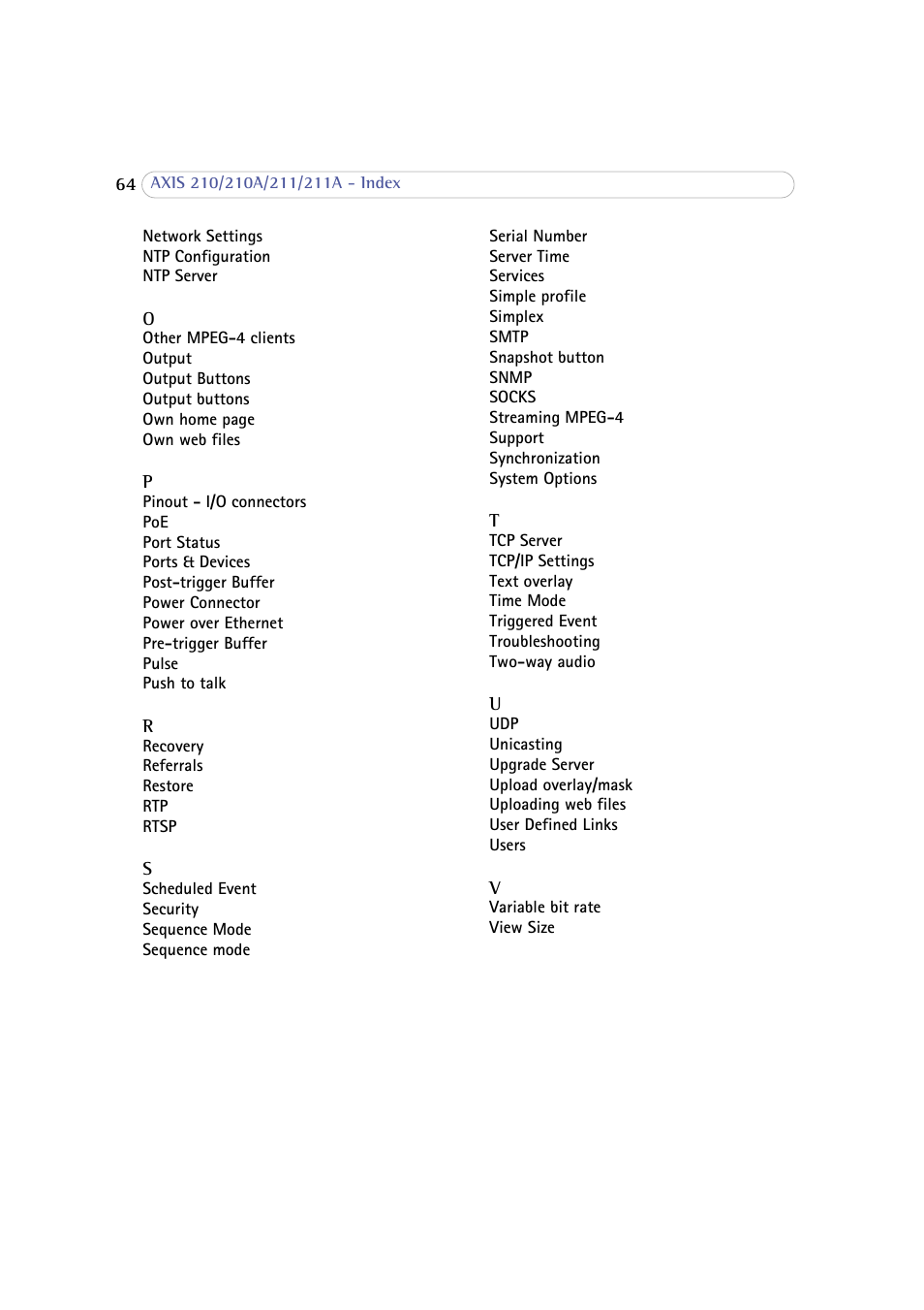 Axis Communications 210 User Manual | Page 64 / 66