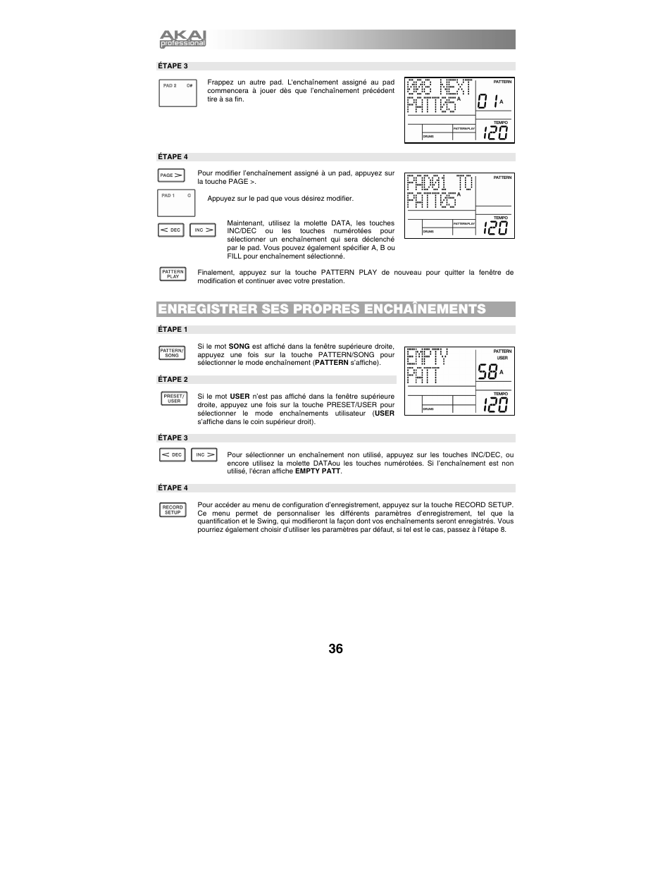 Enregistrer ses propres enchaînements | Akai xr20 User Manual | Page 38 / 76