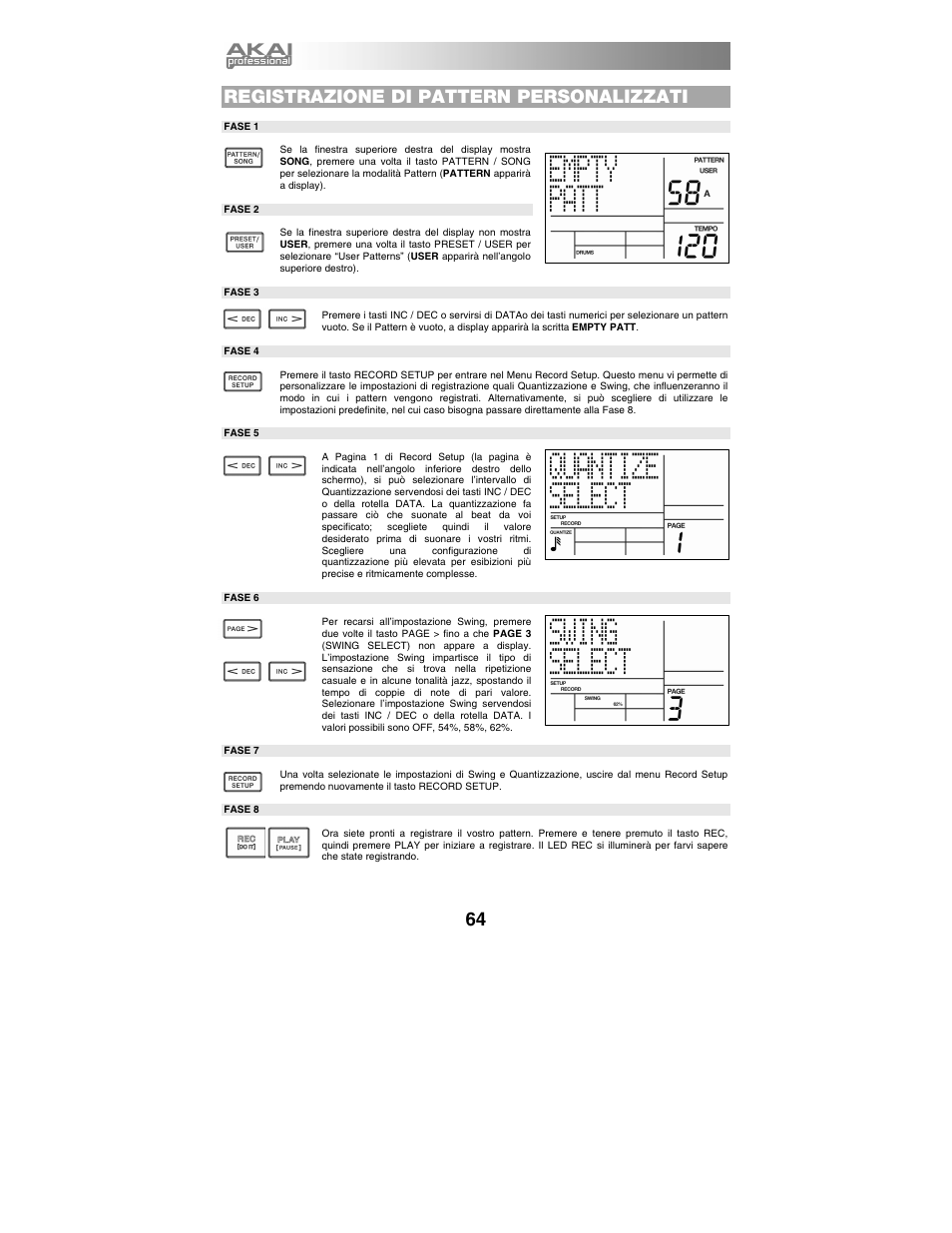 Registrazione di pattern personalizzati | Akai xr20 User Manual | Page 66 / 76