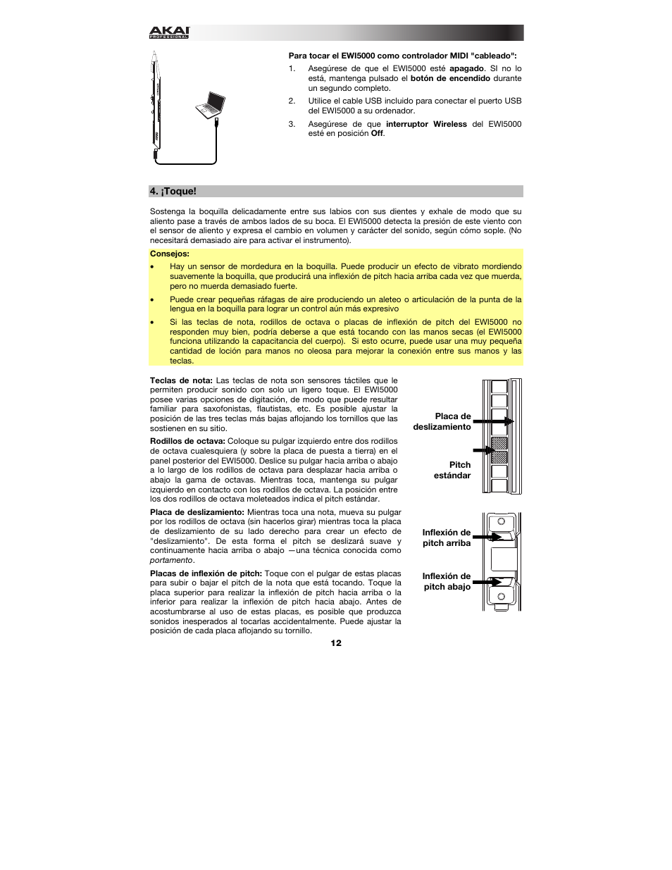 ¡toque | Akai EWI5000 User Manual | Page 12 / 40