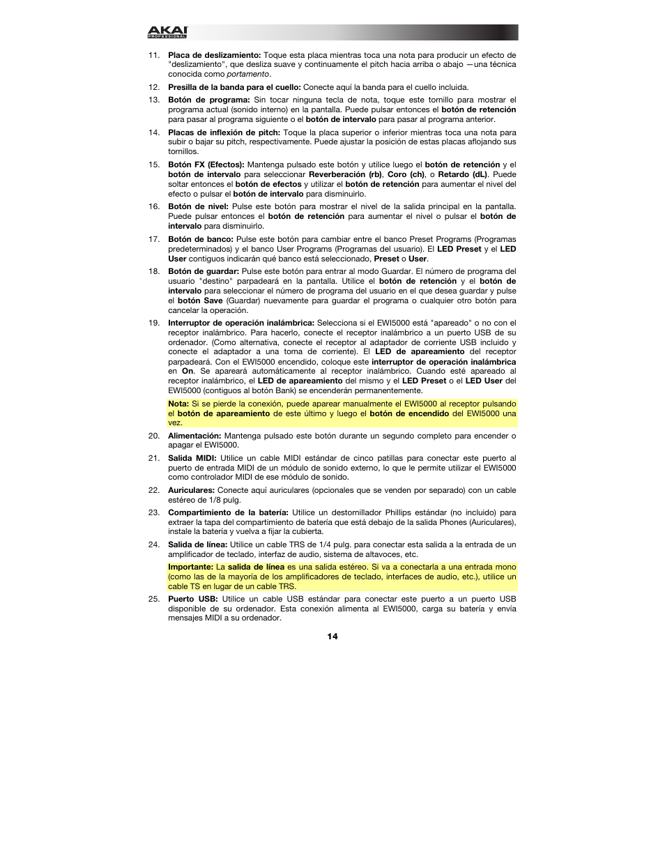 Akai EWI5000 User Manual | Page 14 / 40