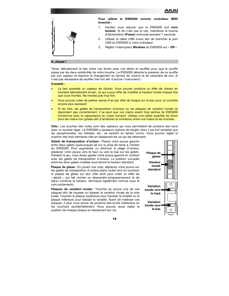 Jouez | Akai EWI5000 User Manual | Page 19 / 40