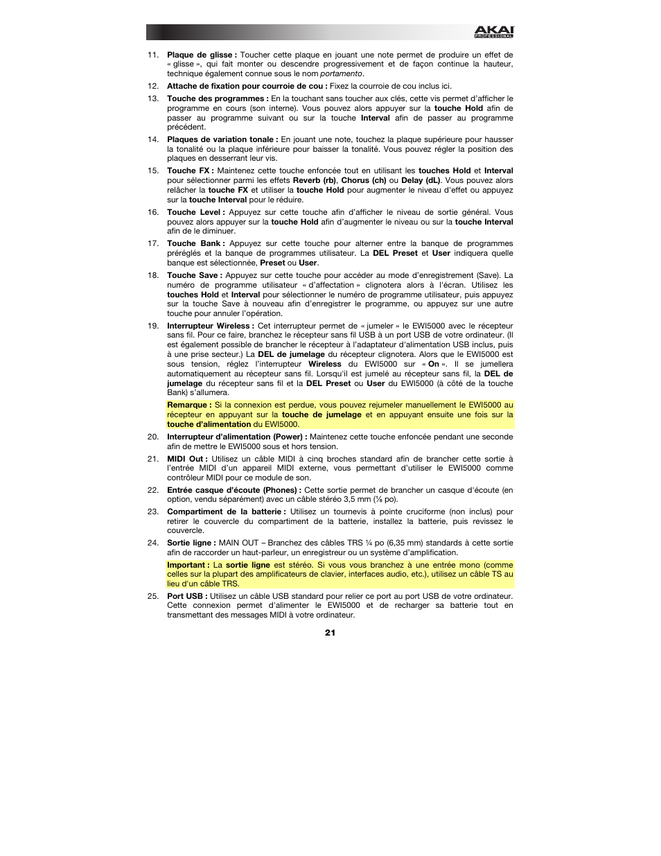 Akai EWI5000 User Manual | Page 21 / 40