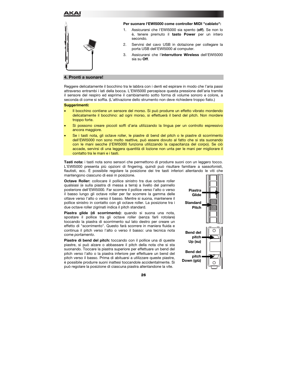 Pronti a suonare | Akai EWI5000 User Manual | Page 26 / 40