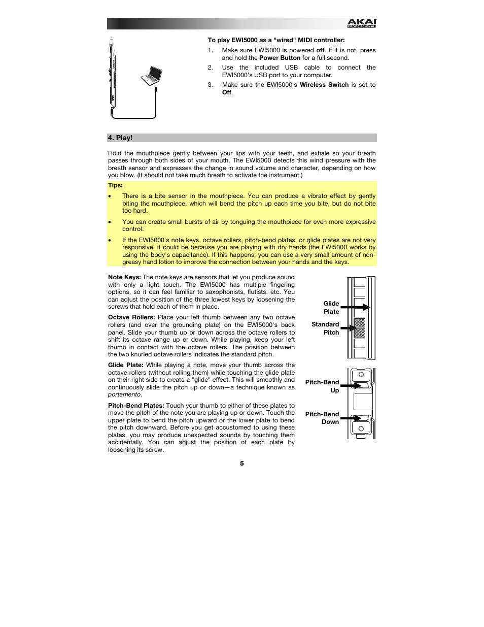 Play | Akai EWI5000 User Manual | Page 5 / 40