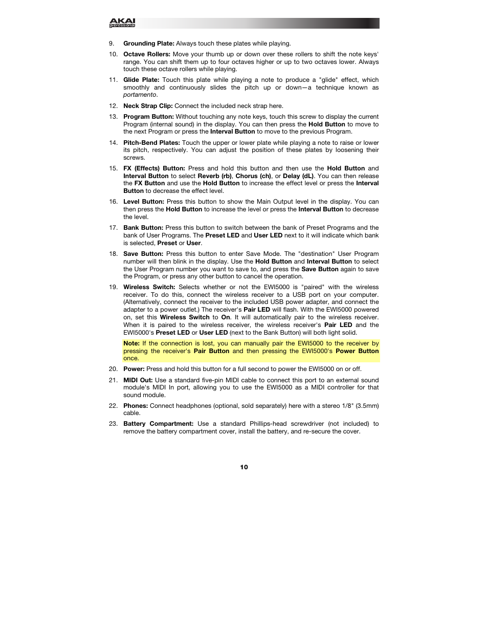 Akai EWI5000 User Manual | Page 10 / 49