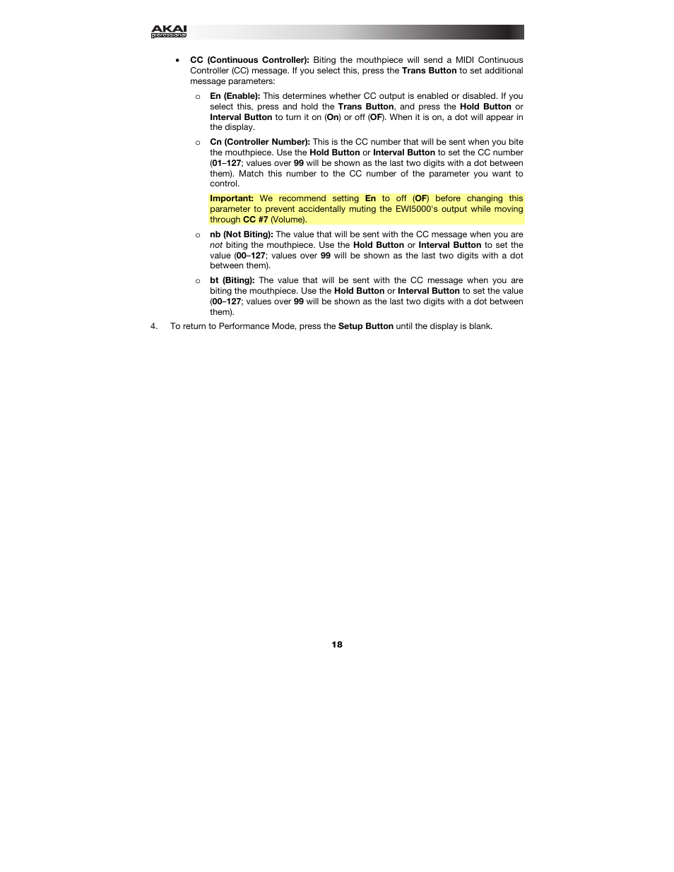 Akai EWI5000 User Manual | Page 18 / 49