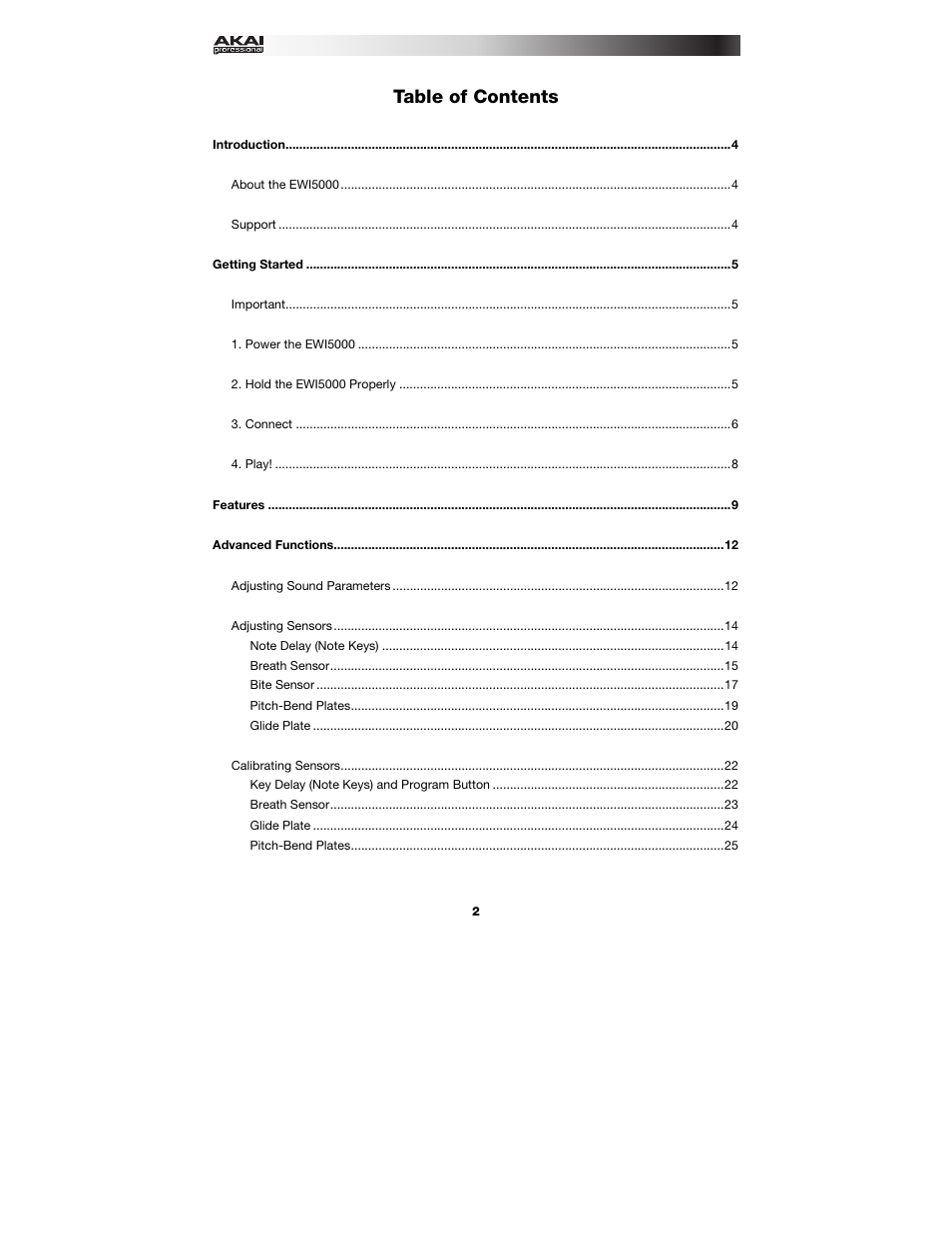 Akai EWI5000 User Manual | Page 2 / 49