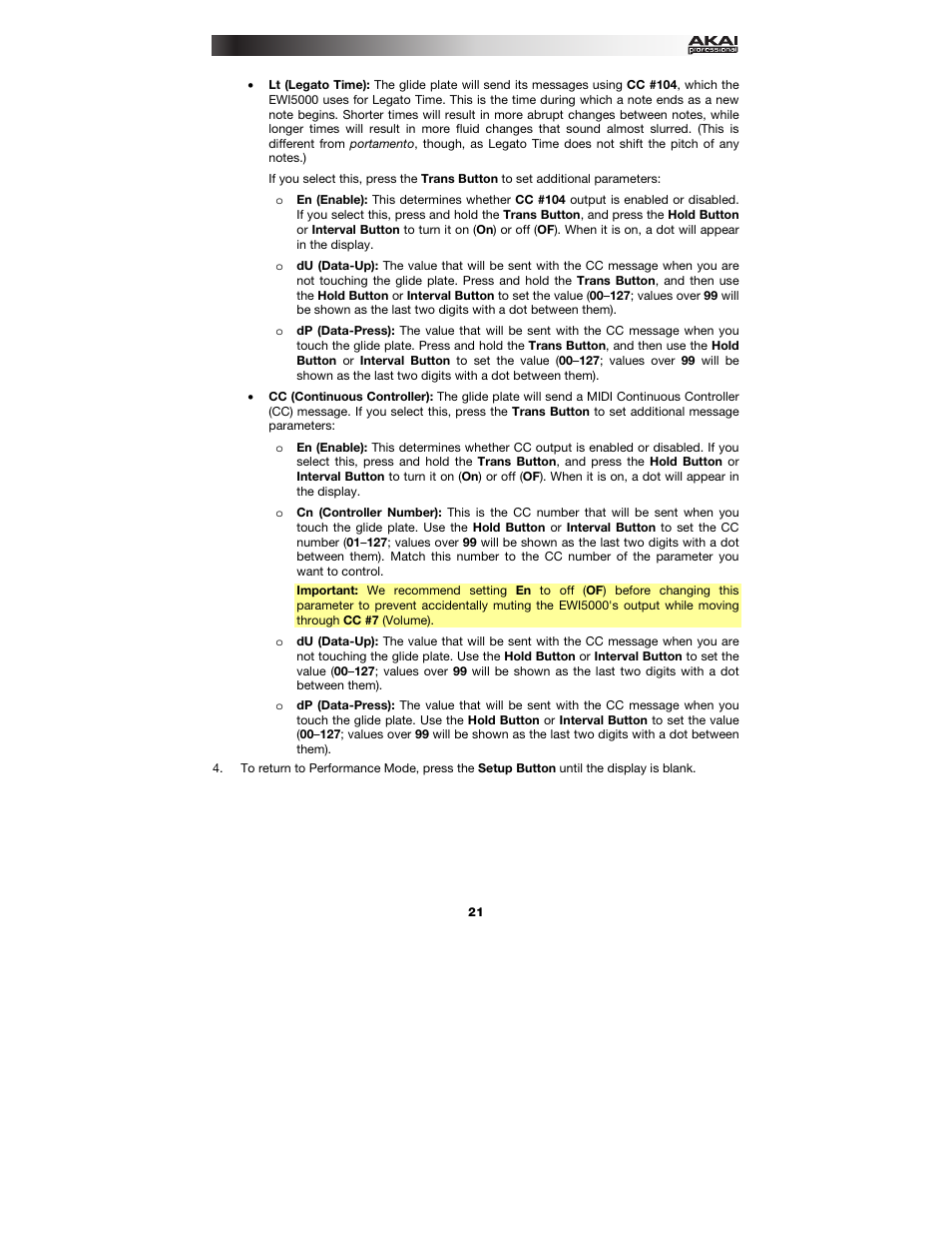 Akai EWI5000 User Manual | Page 21 / 49