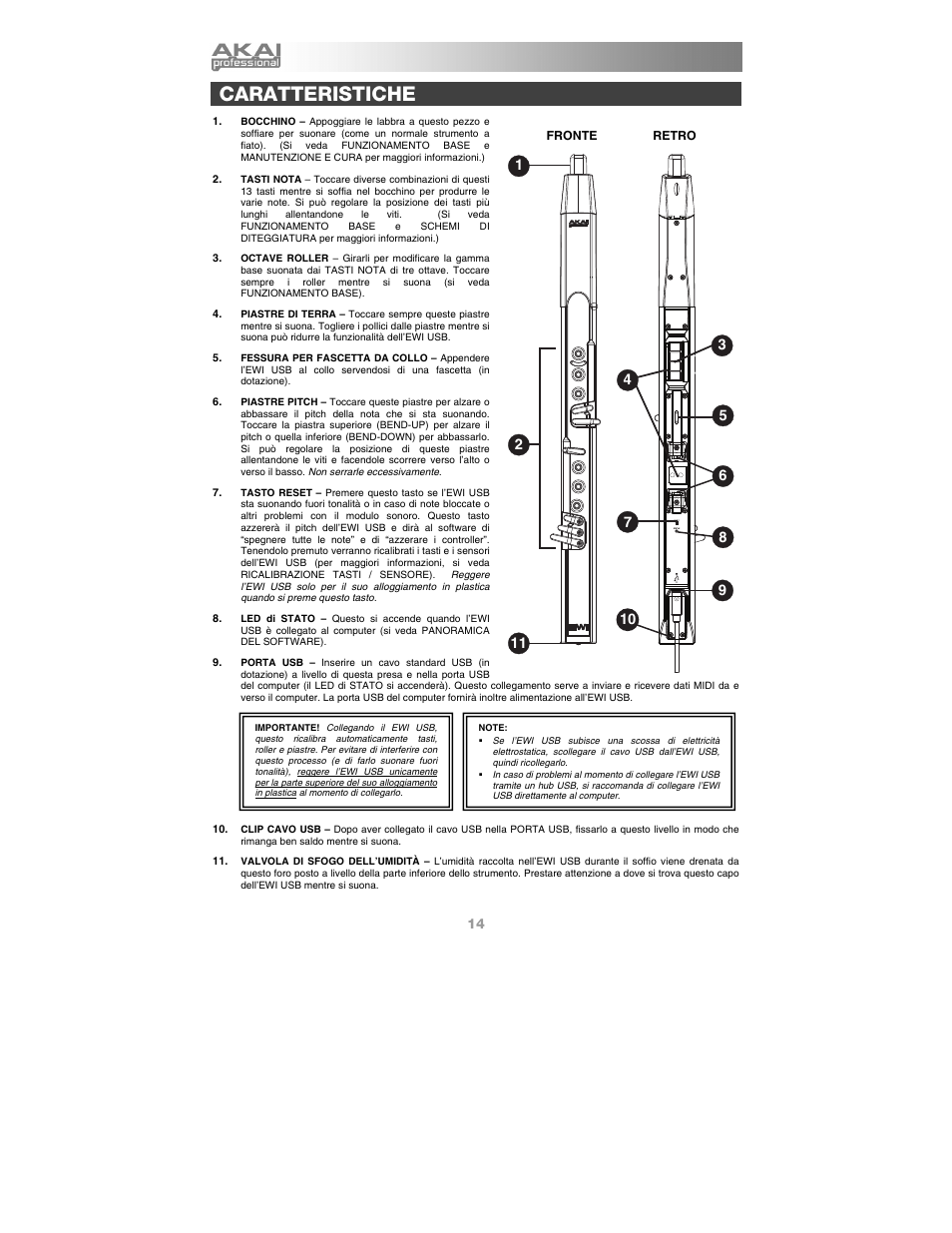Caratteristiche | Akai ewi_usb User Manual | Page 16 / 32