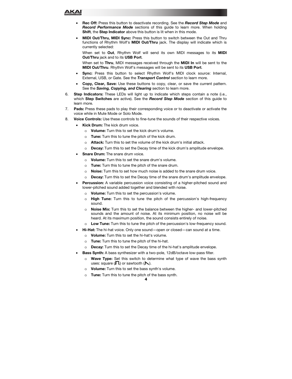 Akai Rhythm Wolf User Manual | Page 4 / 48