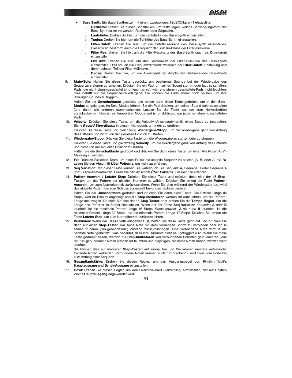 Akai Rhythm Wolf User Manual | Page 41 / 48