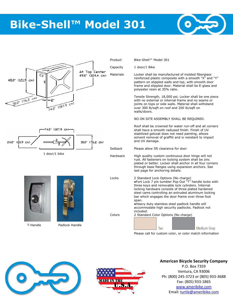 Bike-shell™ model 301 | American Bicycle Security Company 301 User Manual | Page 2 / 4