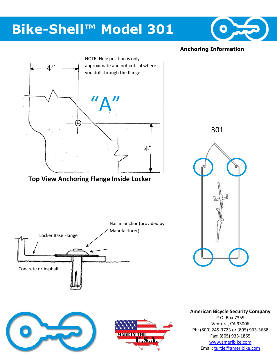 Bike-shell™ model 301 | American Bicycle Security Company 301 User Manual | Page 4 / 4