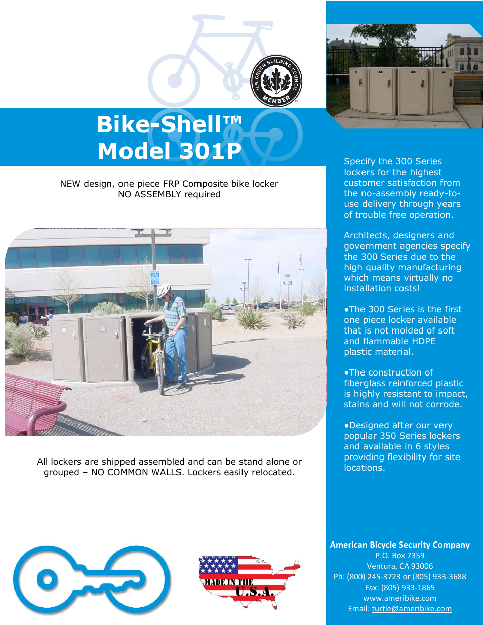 American Bicycle Security Company 301P User Manual | 4 pages