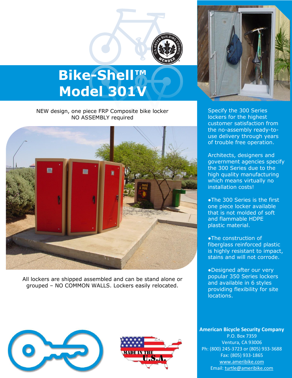 American Bicycle Security Company 301V User Manual | 4 pages