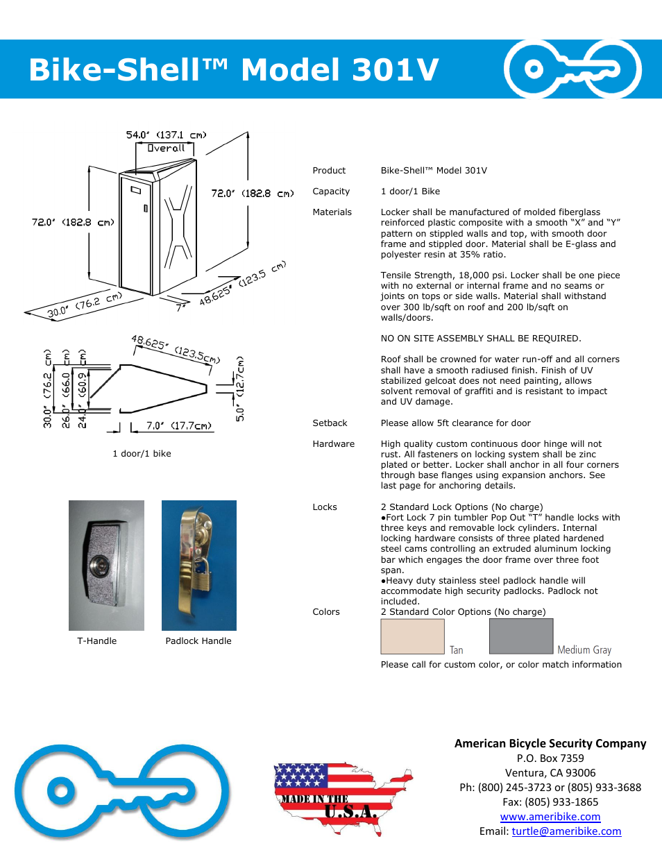 Bike-shell™ model 301v | American Bicycle Security Company 301V User Manual | Page 2 / 4