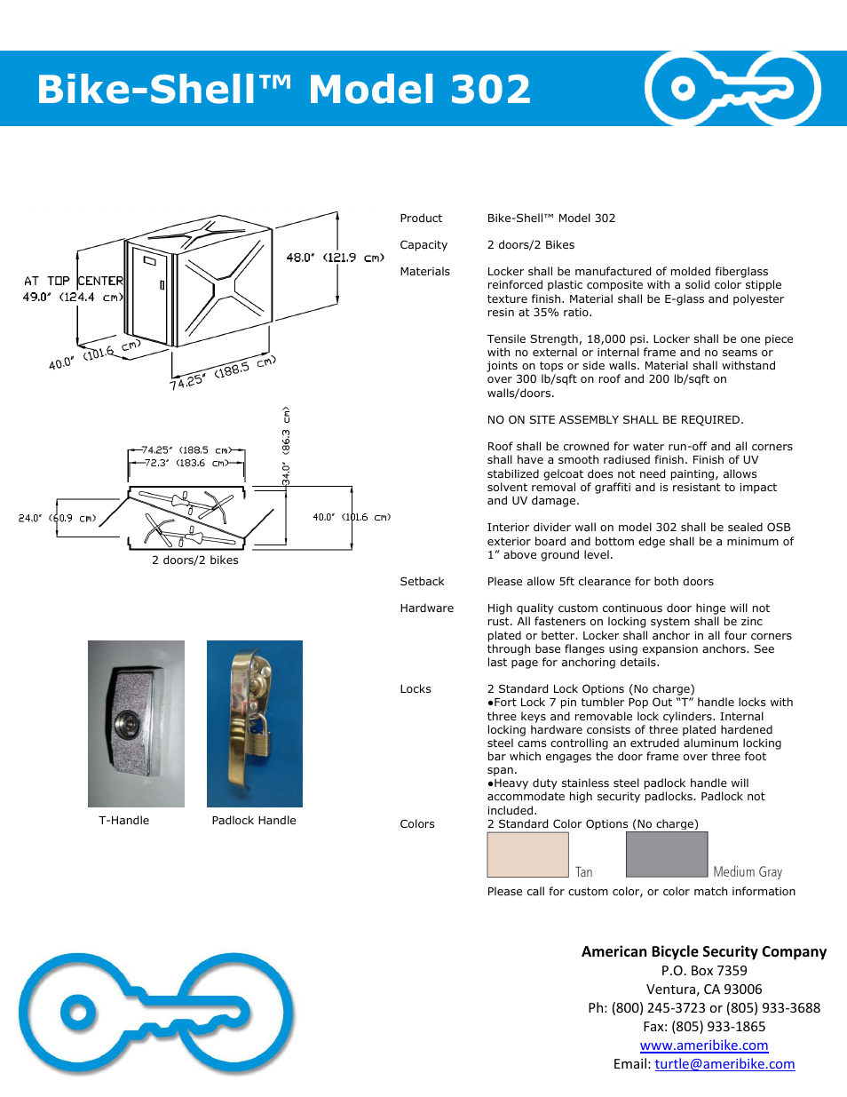 Bike-shell™ model 302 | American Bicycle Security Company 302 User Manual | Page 2 / 4