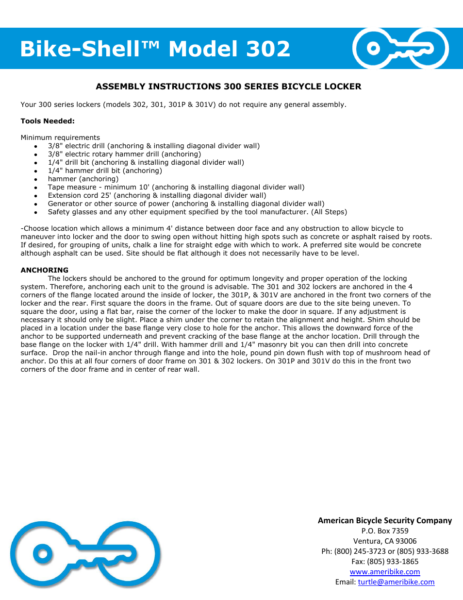 Bike-shell™ model 302 | American Bicycle Security Company 302 User Manual | Page 3 / 4