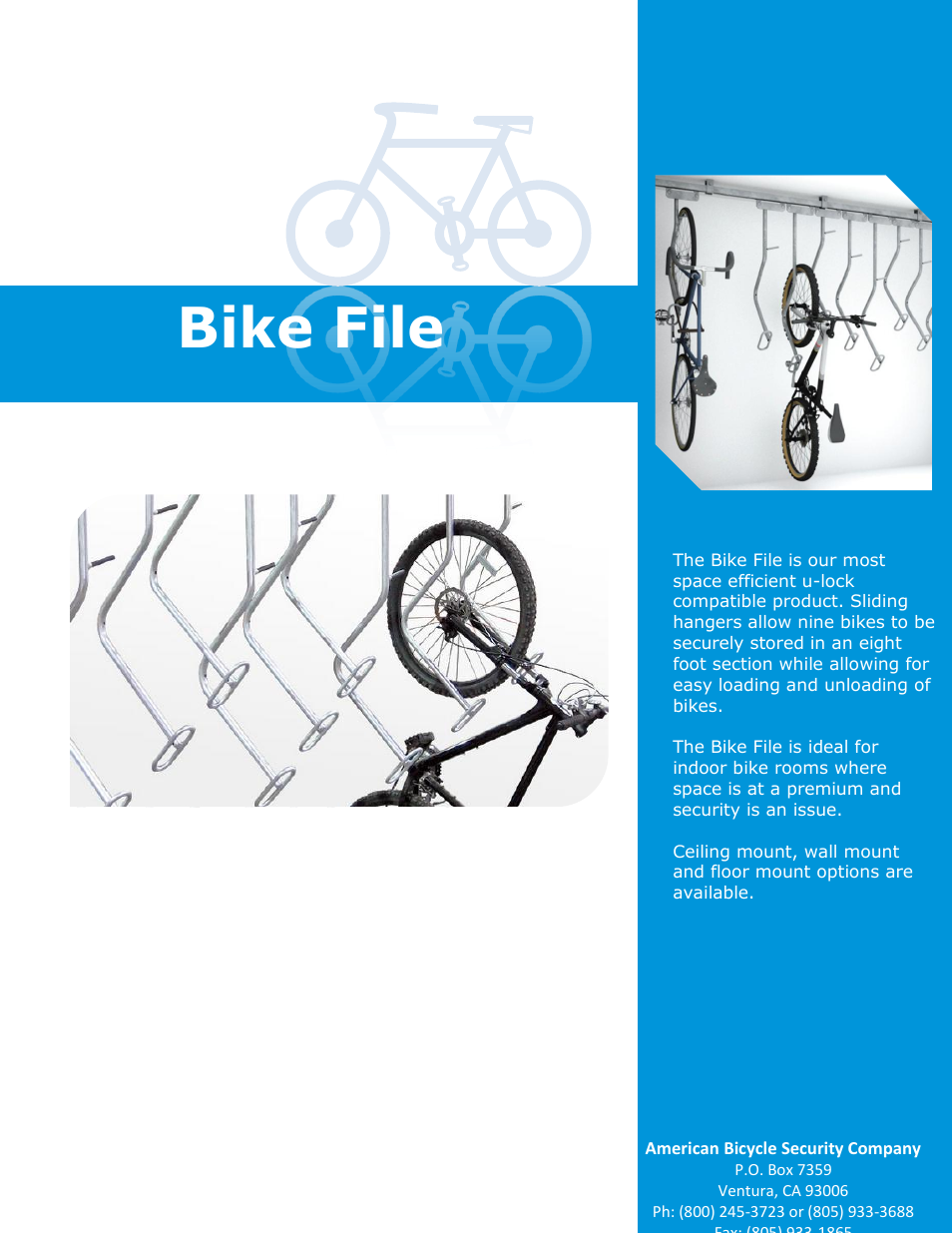 American Bicycle Security Company Bike File Rack User Manual | 8 pages