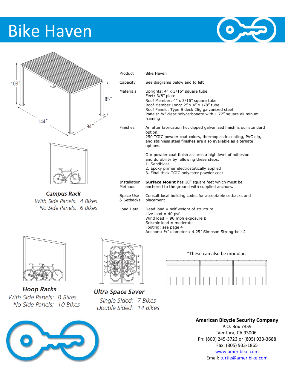 Bike haven, American bicycle security company | American Bicycle Security Company Bike Haven User Manual | Page 2 / 6