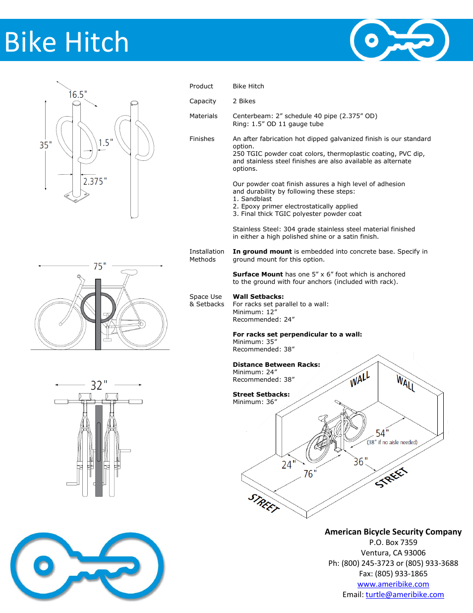 Bike hitch, American bicycle security company | American Bicycle Security Company Bike Hitch User Manual | Page 2 / 4