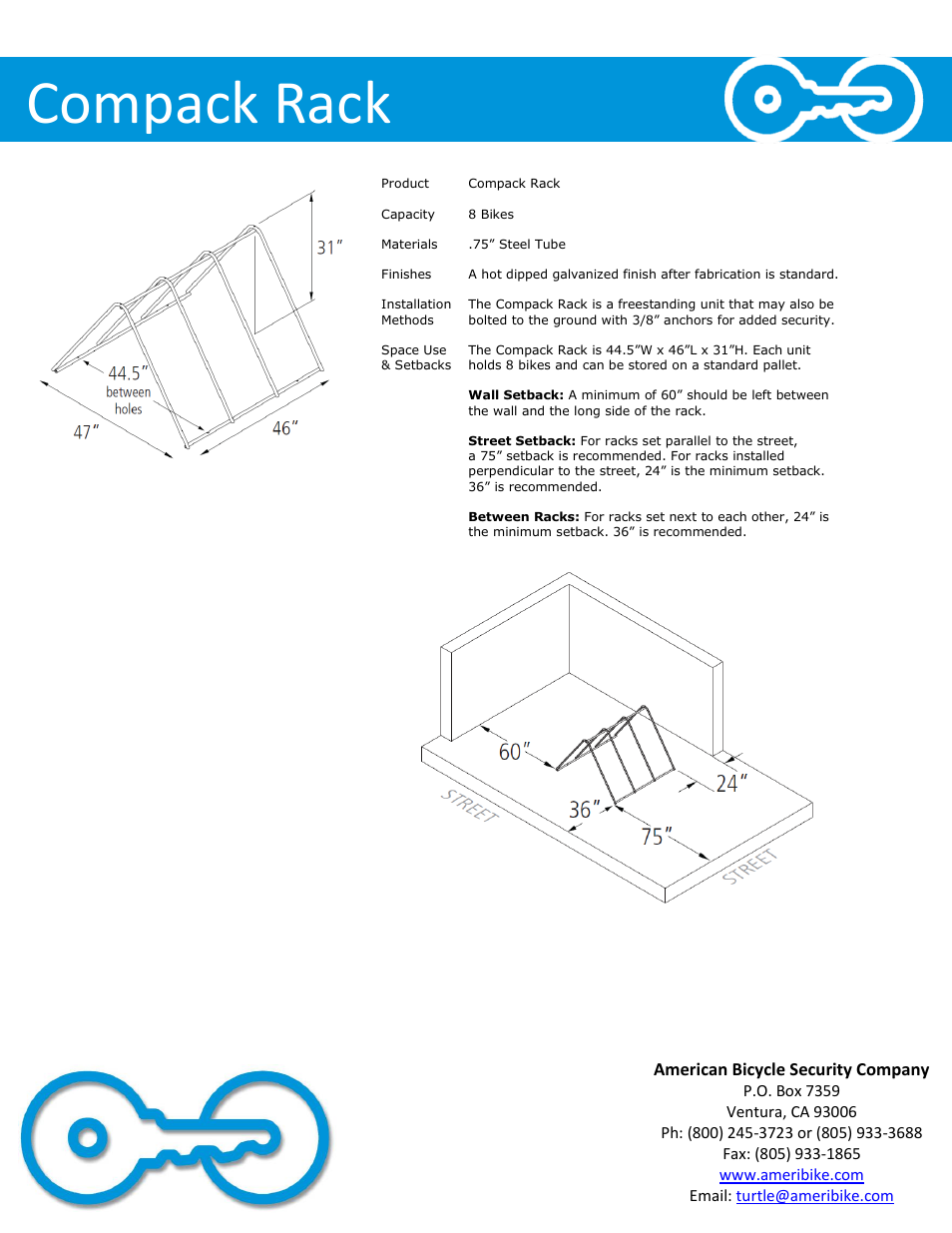 Compack rack | American Bicycle Security Company Compack Rack User Manual | Page 2 / 2