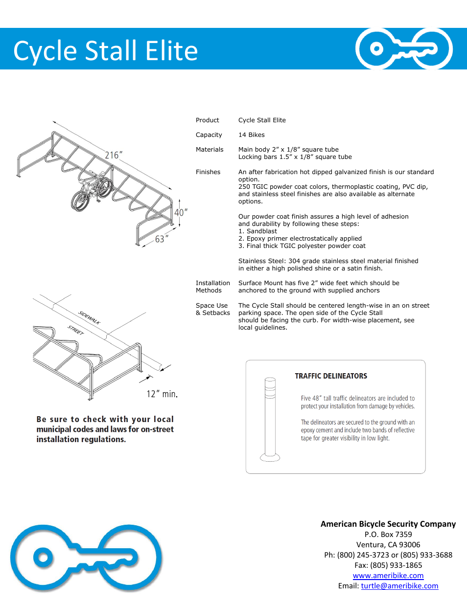 Cycle stall elite, American bicycle security company | American Bicycle Security Company Cycle Stall Elite User Manual | Page 2 / 4