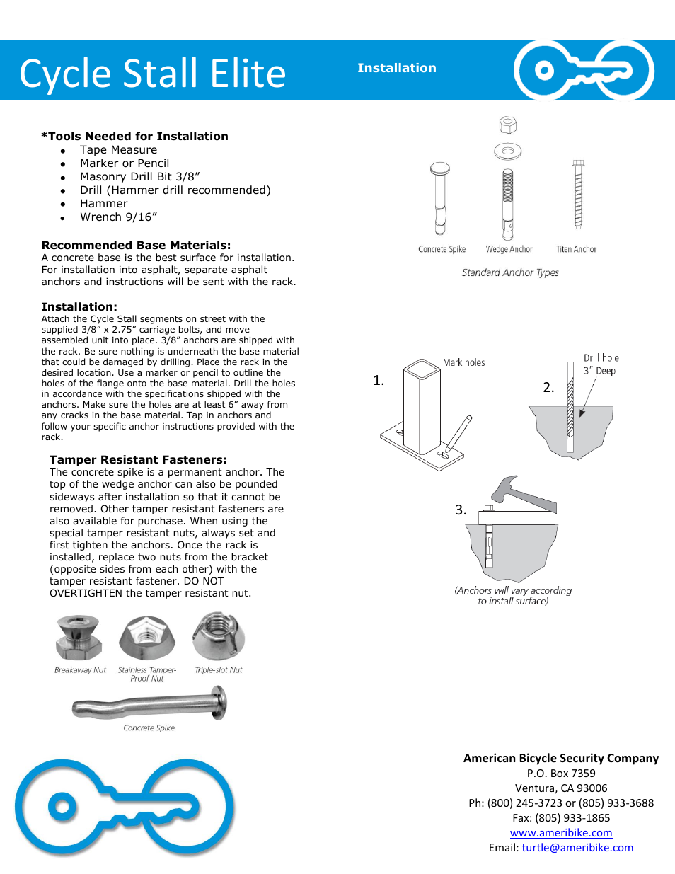 Cycle stall elite | American Bicycle Security Company Cycle Stall Elite User Manual | Page 3 / 4