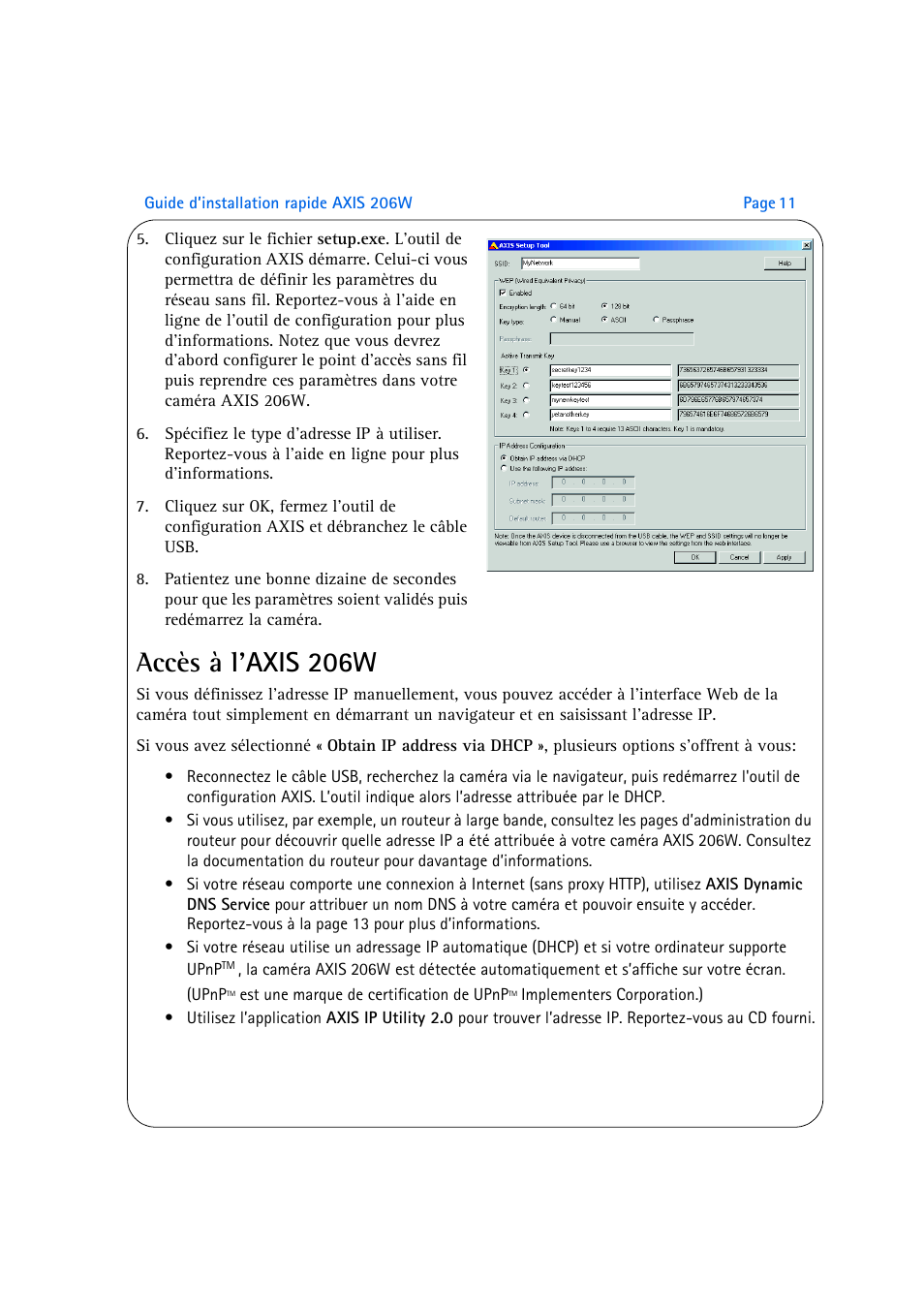 Accès à l’axis 206w, Accès à l’ axis 206w | Axis Communications AXIS 206W User Manual | Page 11 / 34