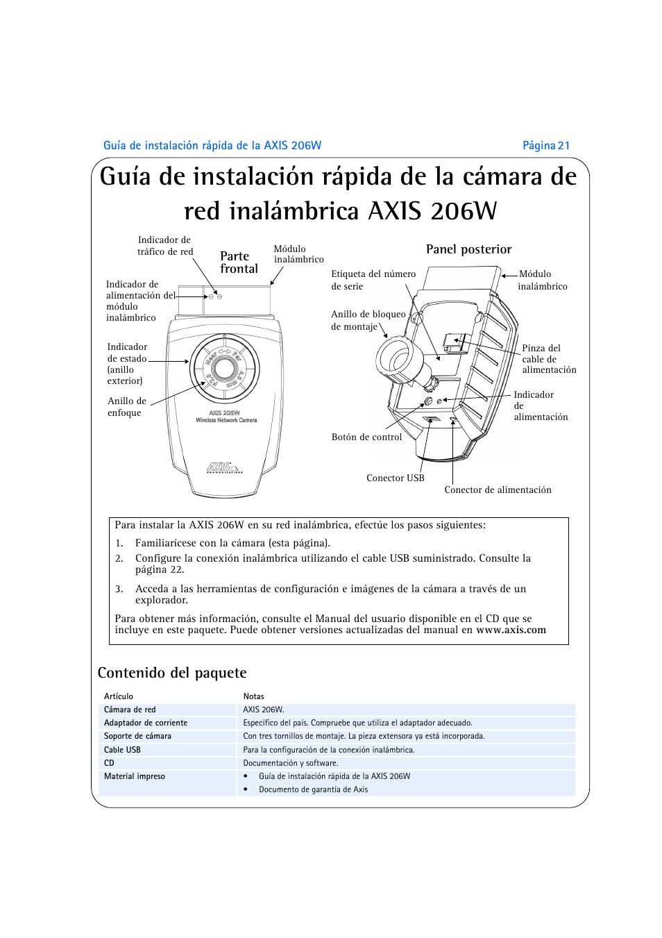 Axis Communications AXIS 206W User Manual | Page 21 / 34